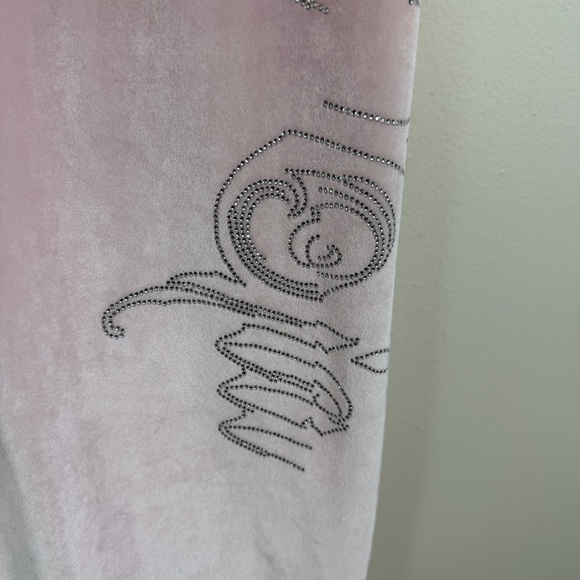 I.AM.GIA Daria Velour Rhinestone Logo Track Pants in Baby Pink Size S - Picture 6 of 10